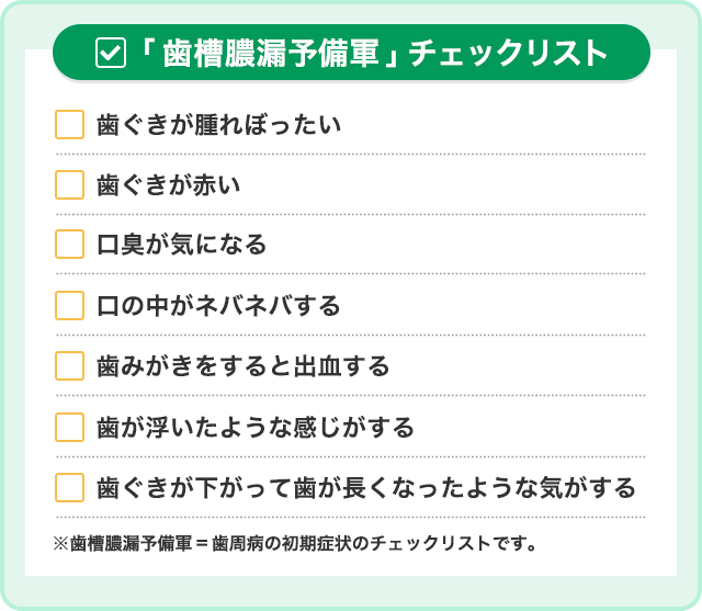 「歯槽膿漏予備軍」チェックリスト
